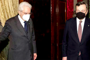Il presidente Mattarella con Mario Draghi al Quirinale