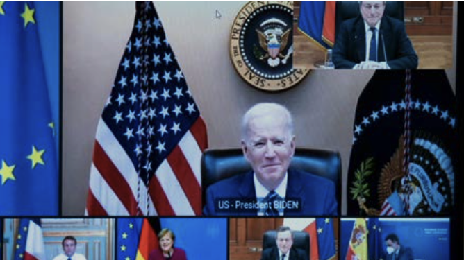 Presidente Biden in videoconferenza con leader europei